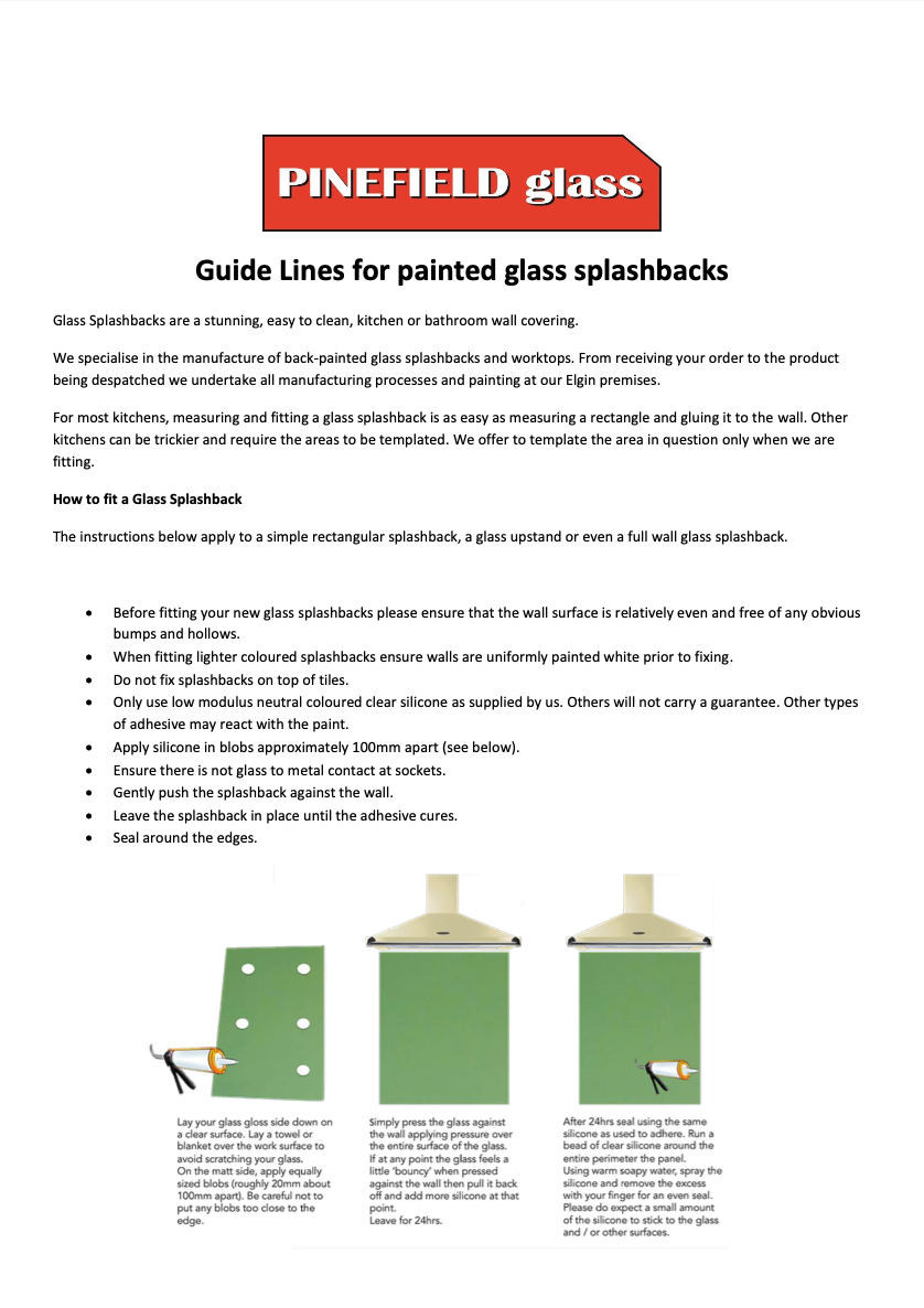 splashback guidelines