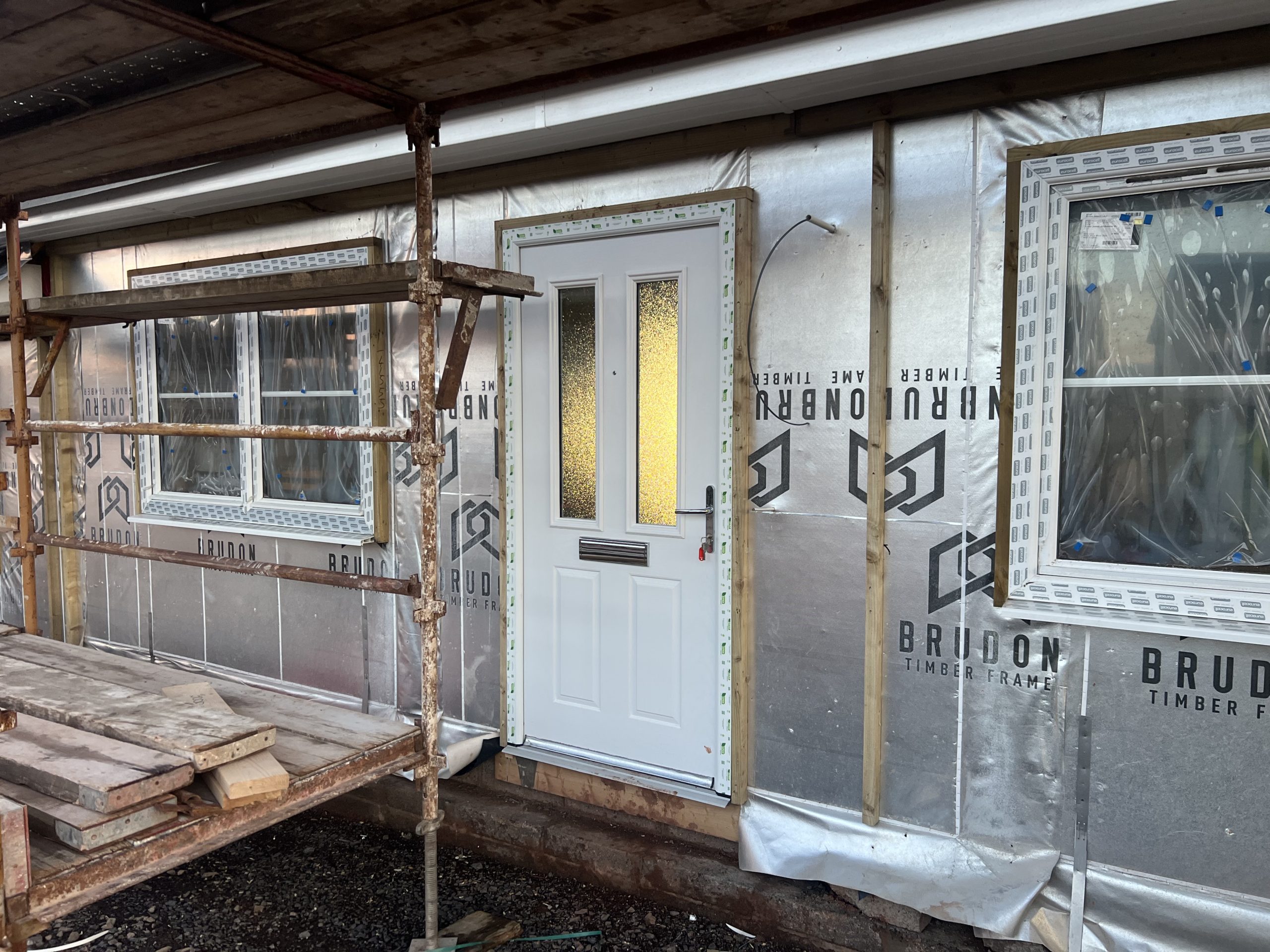 Brudon Joinery house under construction with Pinefield Glass windows and door
