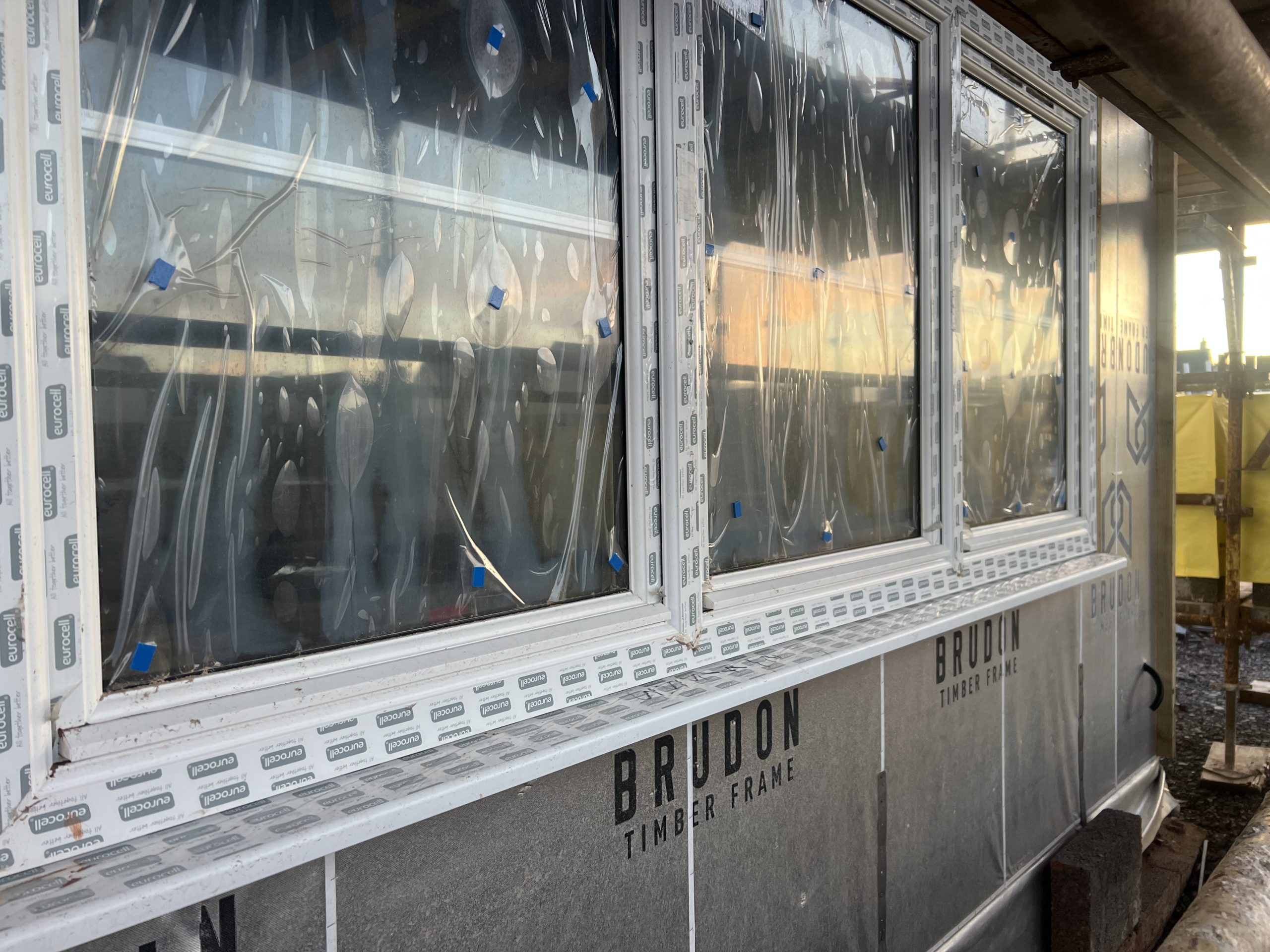 Brudon Joinery house under construction with Pinefield Glass window